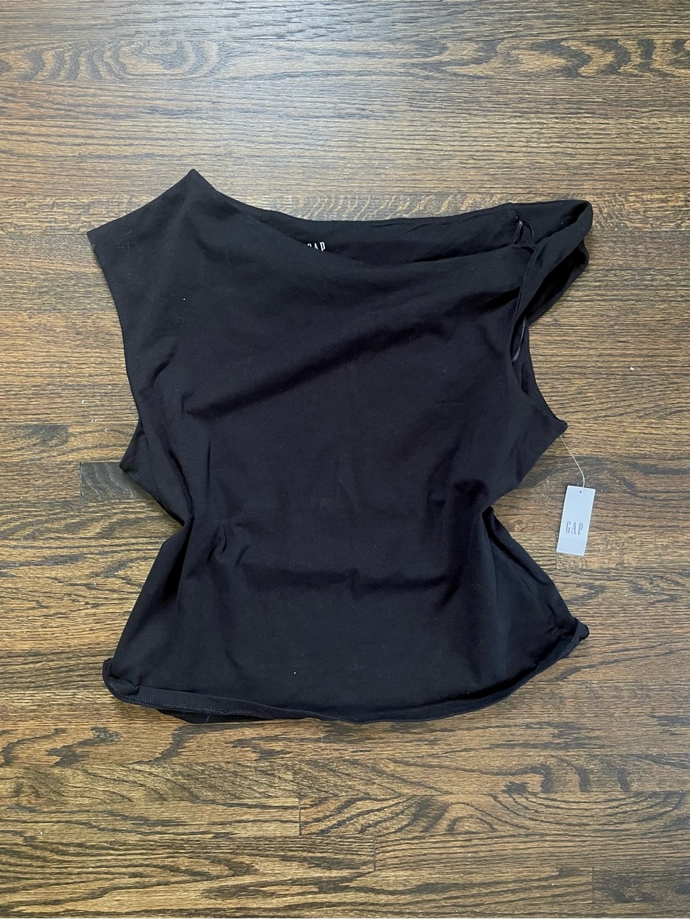 GAP Women's Black Asymmetric Shoulder T-Shirt